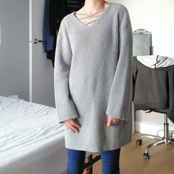 ❤️[3/$35] Petite Cross Strap Sweater Tunic/Dress - Picture 3 of 3